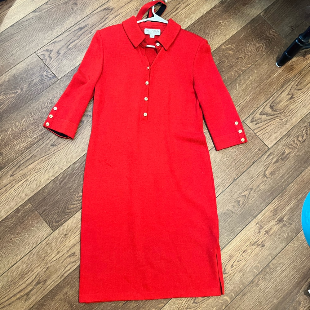 St. John Red Dress with Gold Accents